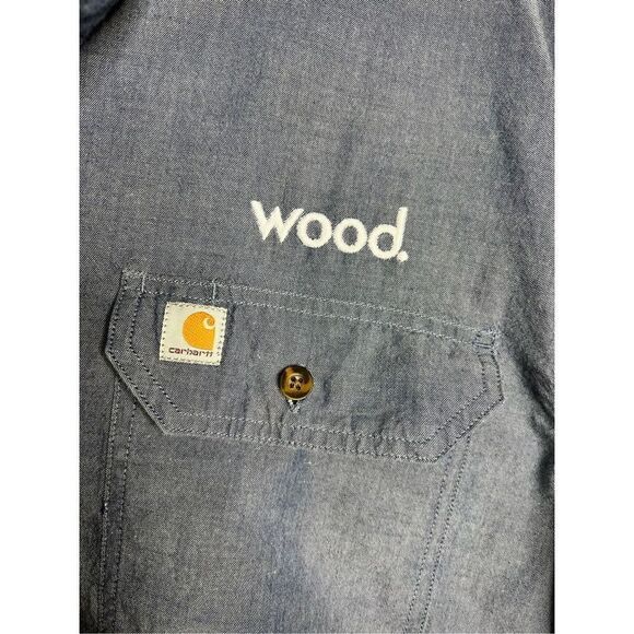 Carhartt Mens Soft Denim Long Sleeve Shirt Relaxed Fit Chest Pocket Blue XL - Picture 3 of 7